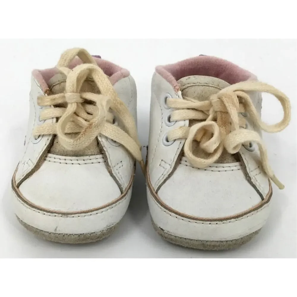 Vintage 90s OshKosh Baby Butterfly Leather Crib Shoes Size 0 Newborn